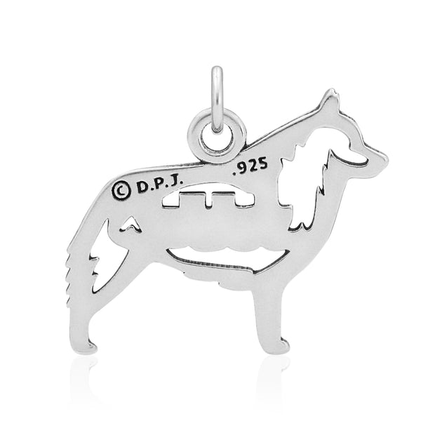 Schipperke Pendant Body Design in Sterling Silver Back Side View.