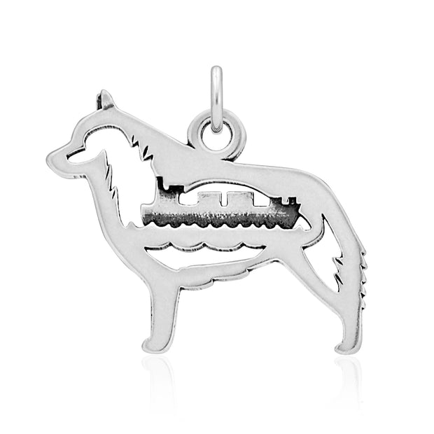 Schipperke Pendant Body Design with Barge in Sterling Silver.