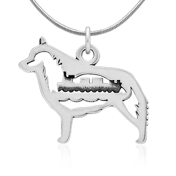 Schipperke Necklace Body Design with Barge in Sterling Silver on Snake Chain.