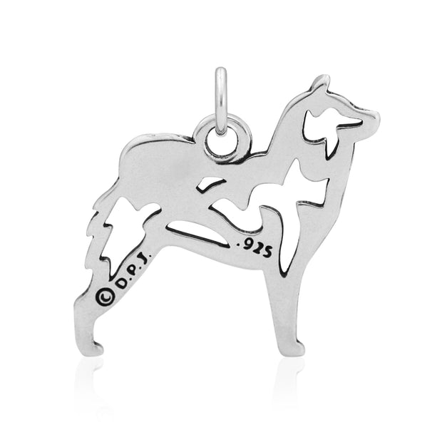 Shiba Inu Pendant Body Design in Sterling Silver Back Side View.