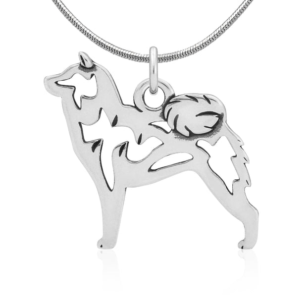 Shiba Inu Necklace Body Design in Sterling Silver on Snake Chain.