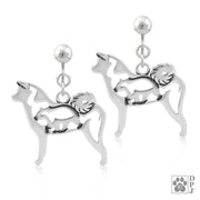 Akita clip-on earrings in sterling silver, Stylish Akita bling