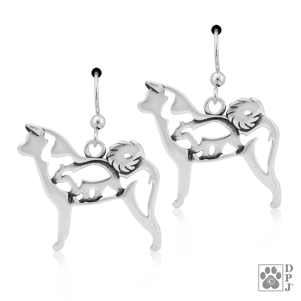 Akita earrings in sterling silver on french hooks, Best Akita gift ideas
