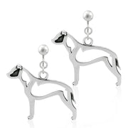 American Staffordshire Terrier clip-on earrings in sterling silver, Stylish American Staffordshire Terrier bling