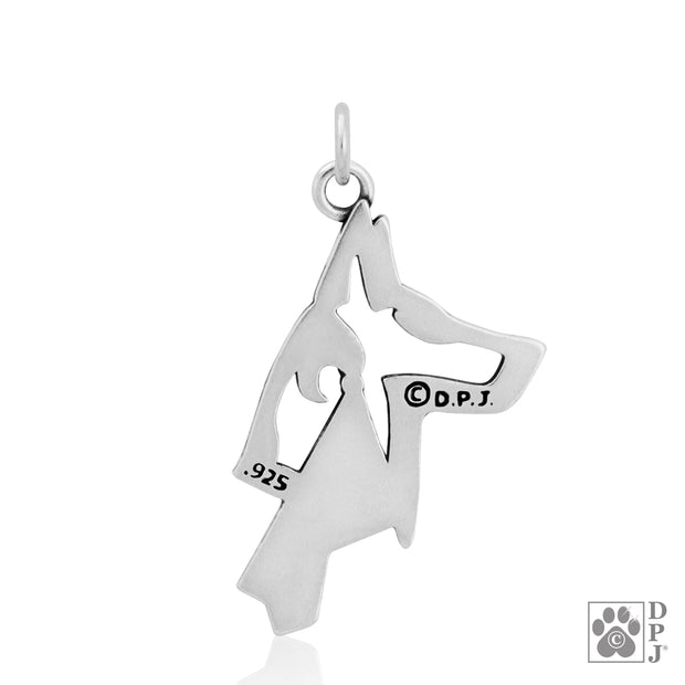 Belgian Malinois Necklace Jewelry in Sterling Silver