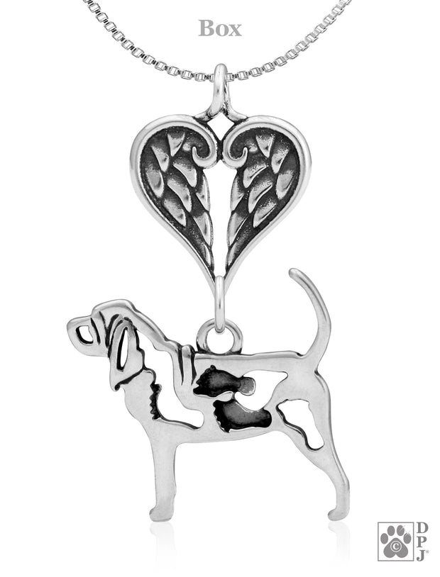 Bloodhound Angel Pendant, Sterling Silver Custom Memorial Keepsakes