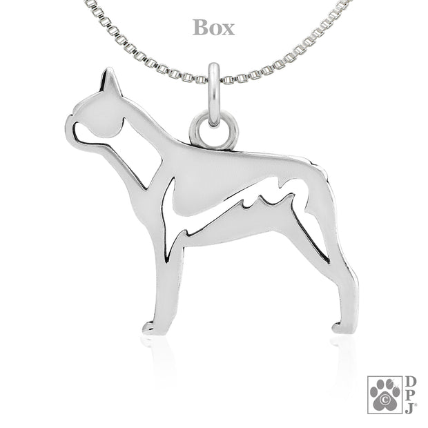 Boston Terrier Necklace Jewelry in Sterling Silver