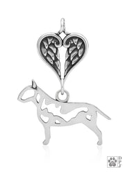 Bull Terrier Angel Pendant, Sterling Silver Custom Memorial Keepsakes