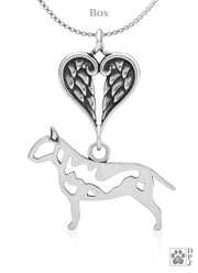 Bull Terrier Angel Pendant, Sterling Silver Custom Memorial Keepsakes
