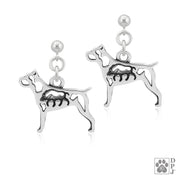 Cane Corso earrings in sterling silver on dangle posts, Handcrafted Cane Corso jewelry 