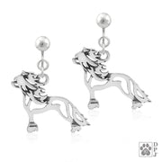 Chinese Crested clip-on earrings in sterling silver, Stylish Chinese Crested bling