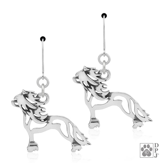 Chinese Crested earrings in sterling silver on leverbacks, Top rated Chinese Crested gifts
