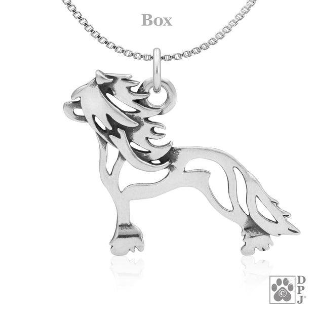 Chinese Crested Necklace Jewelry in Sterling Silver, Hairless