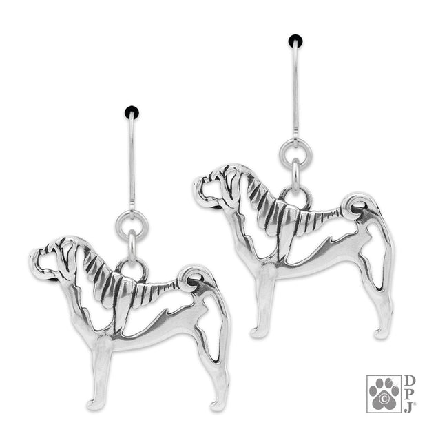 Chinese Shar Pei earrings in sterling silver on leverbacks, Top rated Chinese Shar Pei gifts