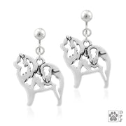 Chow Chow clip-on earrings in sterling silver, Stylish Chow Chow bling
