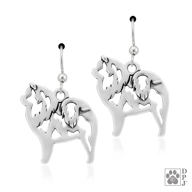 Chow Chow earrings in sterling silver on french hooks, Best Chow Chow gift ideas