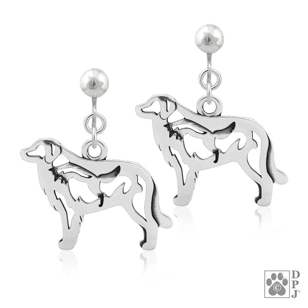 Great Pyrenees clip-on earrings in sterling silver, Stylish Great Pyrenees bling