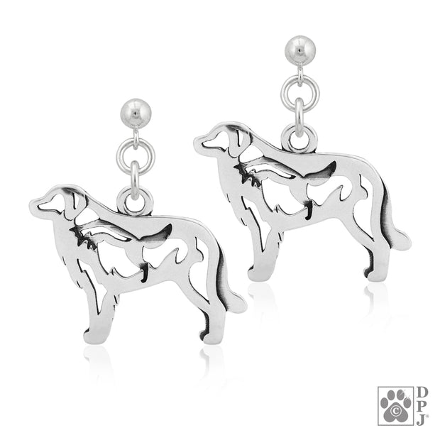 Great Pyrenees earrings in sterling silver on dangle posts, Handcrafted Great Pyrenees jewelry