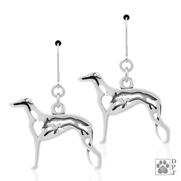 Greyhound earrings in sterling silver on leverbacks, Top rated Greyhound gifts