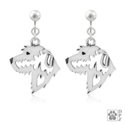 Sterling silver Irish Wolfhound clip on earrings head study, Irish Wolfhound products