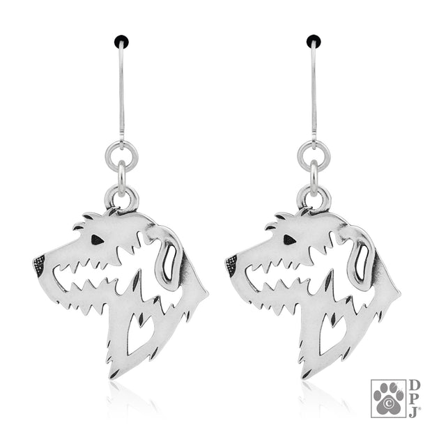 Sterling silver Irish Wolfhound earrings head study on leverbacks, Irish Wolfhound accessories