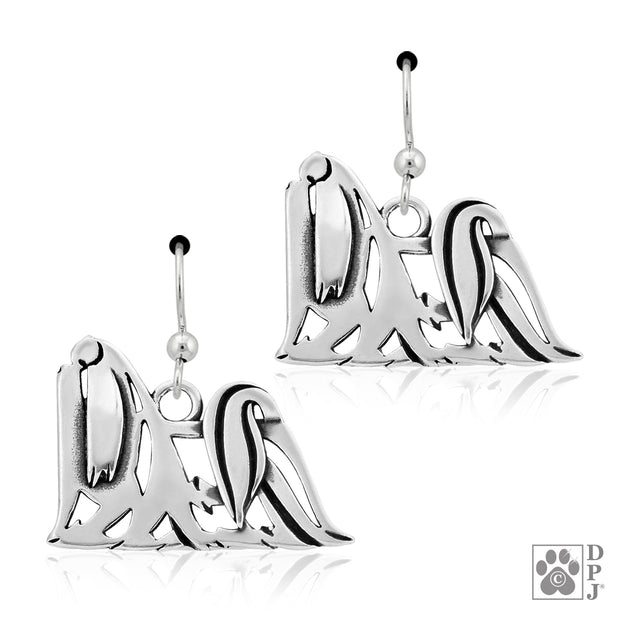 Maltese earrings in sterling silver on french hooks, Best Maltese gift ideas
