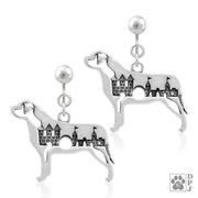 Mastiff clip-on earrings in sterling silver, Stylish Mastiff bling