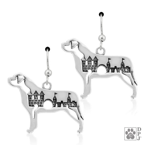Mastiff earrings in sterling silver on french hooks, Best Mastiff gift ideas