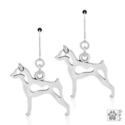 Miniature Pinscher earrings in sterling silver on leverbacks, Top rated Miniature Pinscher gifts
