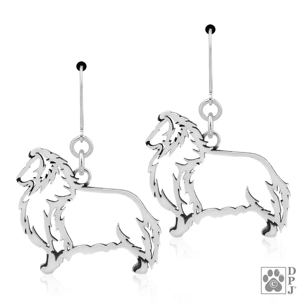 Shetland Sheepdog earrings in sterling silver on leverbacks, Top rated Shetland Sheepdog gifts