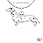 Dachshund Necklace Jewelry in Sterling Silver, Smooth