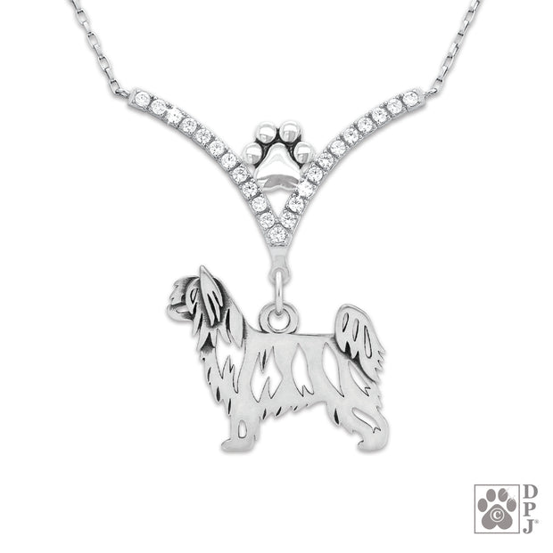 VIP Chinese Crested Powder Puff CZ Necklace, Body