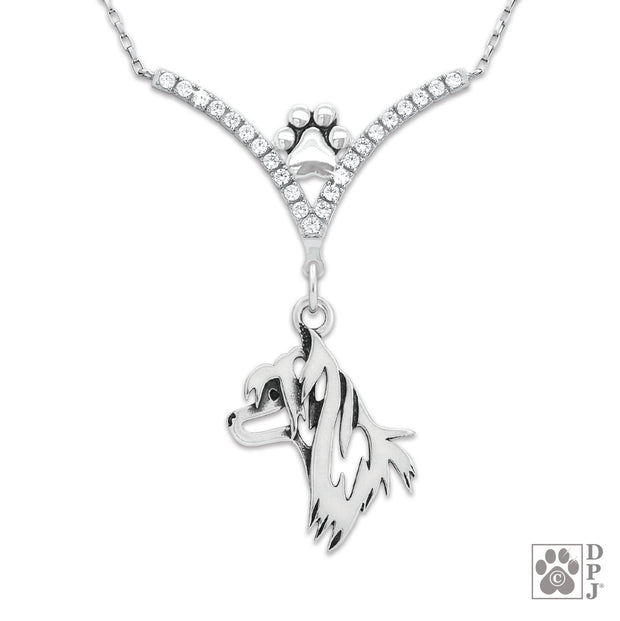 VIP Chinese Crested CZ Necklace, Head