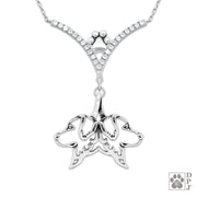 Fine Golden Retriever jewelry in sterling silver, Luxury Golden Retriever cubic zirconia necklace in sterling silver
