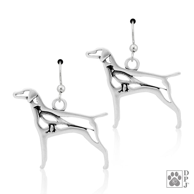 Vizsla earrings in sterling silver on french hooks, Best Vizsla gift ideas