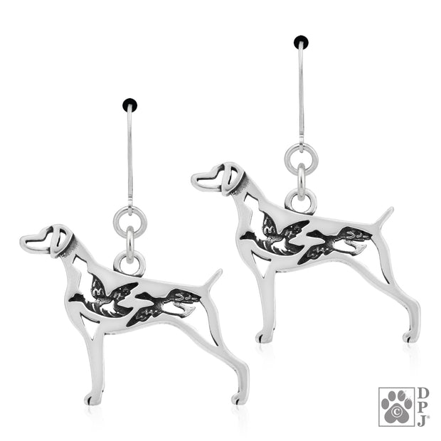Weimaraner earrings in sterling silver on leverbacks, Top rated Weimaraner gifts