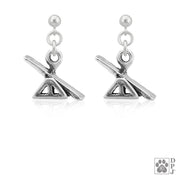 Teeter totter earrings on dangle posts in sterling silver, Top rated agility jewelry 