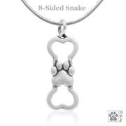 Paw and bone necklace charm,  Dog mom jewelry gifts