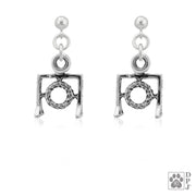 Tire jump earrings on dangle posts in sterling silver, Agility judge gifts