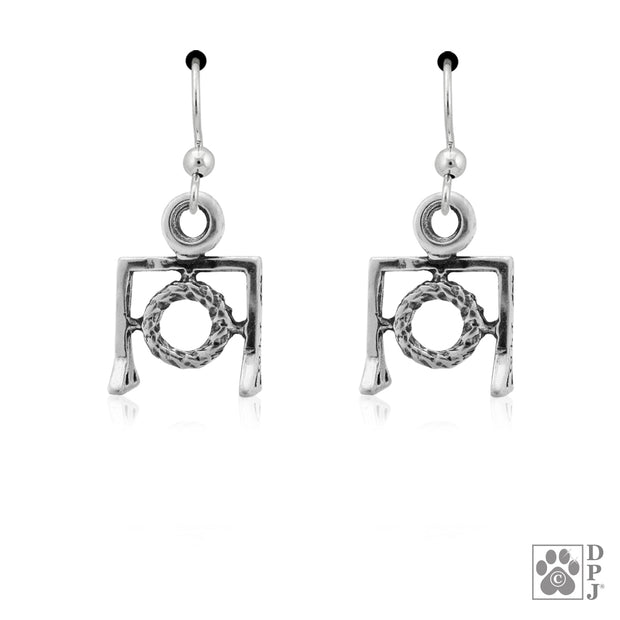 Tire jump earrings on french hooks in sterling silver, Agility gifts