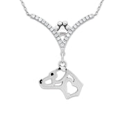 VIP American Staffordshire Terrier CZ Necklace, Natural Ears Head