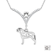 Cubic zirconia Bullmastiff necklace in sterling silver, High end Bullmastiff jewelry and gifts