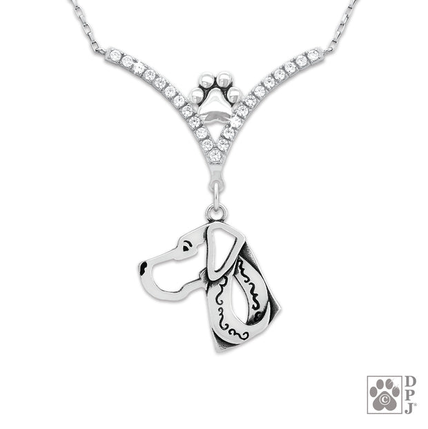 VIP Great Dane Natural Ears CZ Necklace, Head