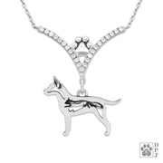 VIP Rat Terrier w/Squirrel, Long Tail CZ Necklace, Body
