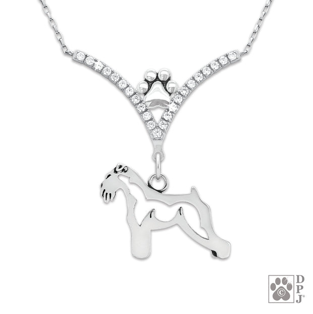 VIP Schnauzer Natural Ears CZ Necklace, Body
