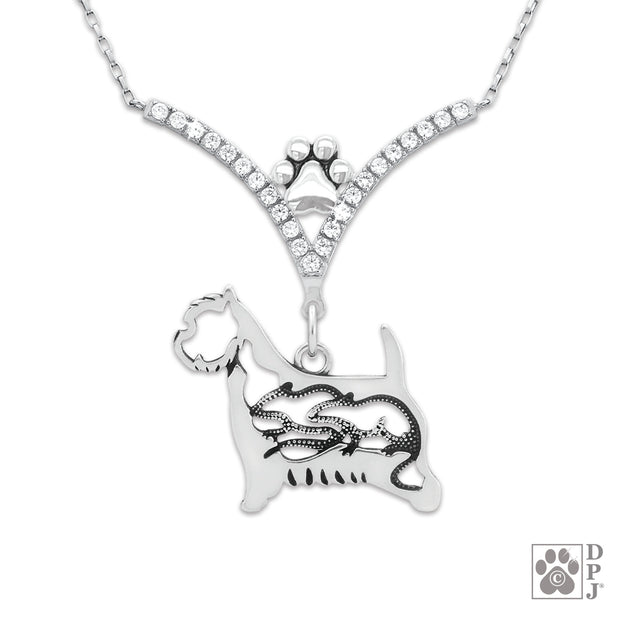 VIP West Highland White Terrier w/Rats CZ Necklace, Body