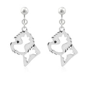 West Highland Terrier Clip-On Earrings Head Design in Sterling Silver.