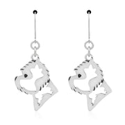 West Highland Terrier Earrings Head Design in Sterling Silver in Leverback.