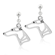 Whippet Clip-On Earrings Head Design in Sterling Silver.