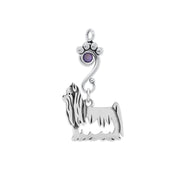 Yorkshire Terrier Pendant Body Design with Tanzanite Crystal in Sterling Silver.